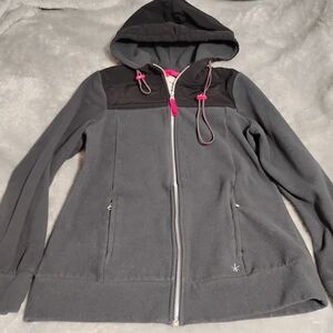 Women's Gray and Black Hooded Jacket